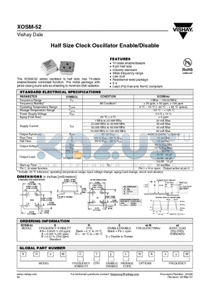 XO5MCRELNA12M288 datasheet - Half Size Clock Oscillator Enable/Disable