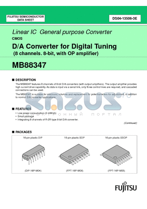 MB88347 datasheet - R-2R TYPE 8-BIT D/A CONVERTER WITH OPERATIONAL AMPLIFIER OUTPUT BUFFERS