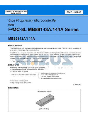 MB89143A datasheet - 8-bit Proprietary Microcontroller CMOS