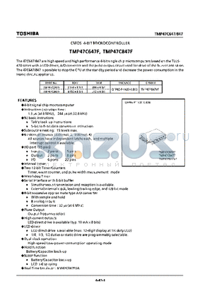 TMP47C847F datasheet - CMOS 4-BIT MICROCONTROLLER