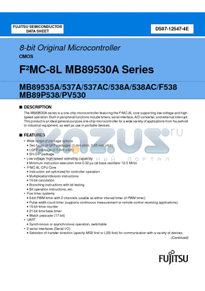 MB89537ACP datasheet - 8-bit Original Microcontroller CMOS, F-2MC-8L MB89530A Series