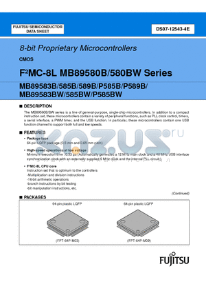 MB89580BW datasheet - 8-bit Proprietary Microcontrollers