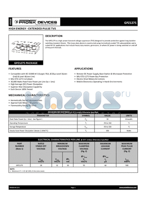 GPZ1275 datasheet - high energ y - extended pulse tvs