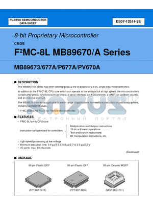 MB89673PFM datasheet - 8-bit Proprietary Microcontroller