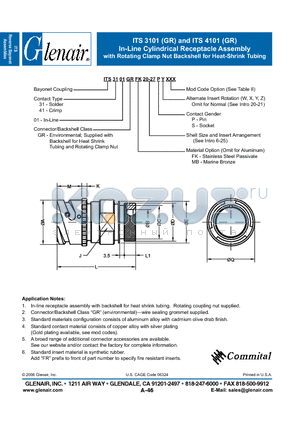 ITS3101GRMB datasheet - In-Line Cylindrical Receptacle Assembly