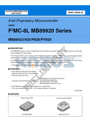 MB89925 datasheet - 8-bit Proprietary Microcontroller