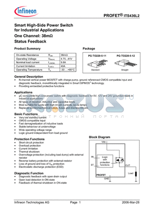 ITS436L2S datasheet - Smart High-Side Power Switch for Industrial Applications