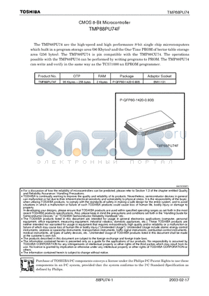 TMP88PU74 datasheet - CMOS 8-Bit Microcontroller