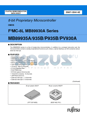 MB89PV930ACFV datasheet - 8-bit Proprietary Microcontroller