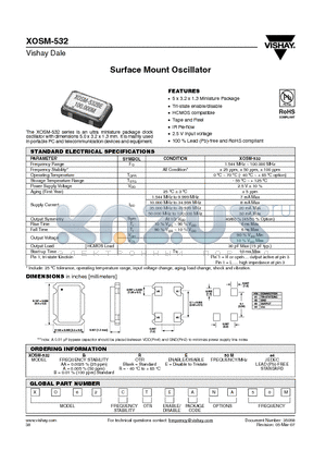 XO62CREA60100M datasheet - Surface Mount Oscillator