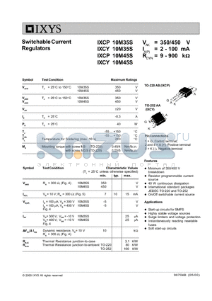 IXCY10M35S datasheet - Switchable Current Regulators