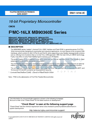 MB90362TES datasheet - 16-bit Proprietary Microcontroller
