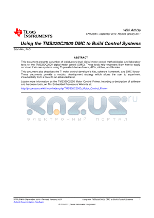 TMS320C2000 datasheet - Using the TMS320C2000 DMC to Build Control Systems