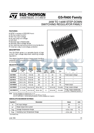 GS-R400 datasheet - 20W TO 140W STEP-DOWN SWITCHING REGULATOR FAMILY