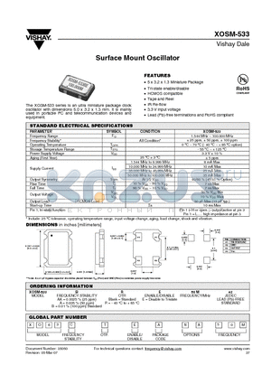XO63CRFANA4M datasheet - Surface Mount Oscillator