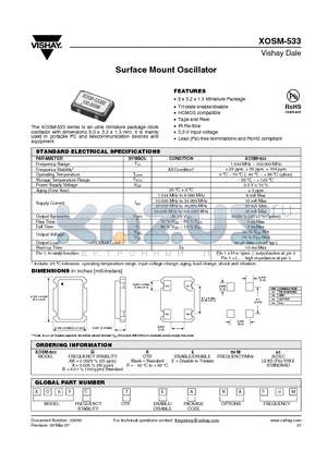 XO63CRFHNA4M datasheet - Surface Mount Oscillator