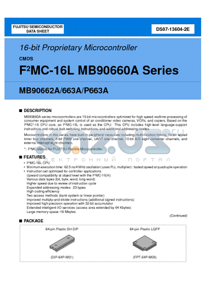 MB90662AP-SH datasheet - 16-bit Proprietary Microcontroller CMOS