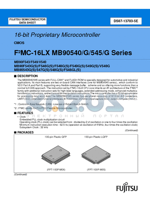 MB90F543 datasheet - 16-bit Proprietary Microcontroller