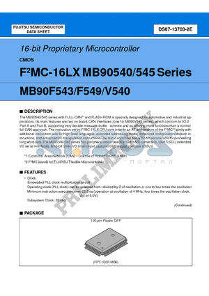 MB90F549 datasheet - 16-bit Proprietary Microcontroller