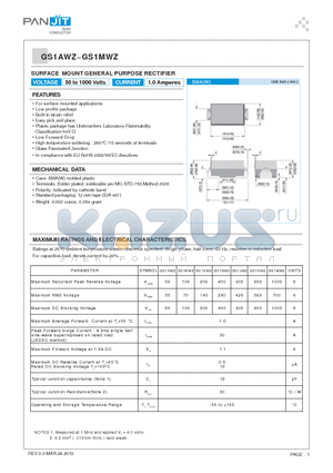 GS1JWZ datasheet - SURFACE MOUNT GENERAL PURPOSE RECTIFIER