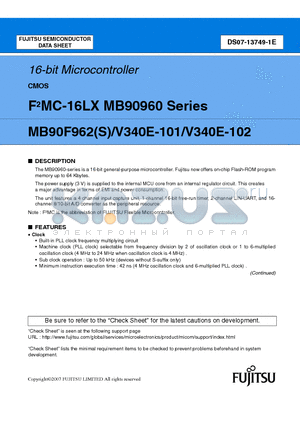 MB90F962S datasheet - 16-bit Microcontroller