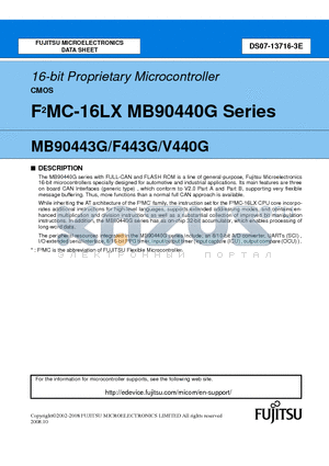 MB90F443G datasheet - 16-bit Proprietary Microcontroller