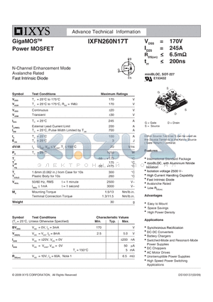 IXFN260N17T datasheet - GigaMOS Power MOSFET