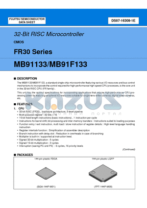 MB91133 datasheet - 32-Bit RISC Microcontroller