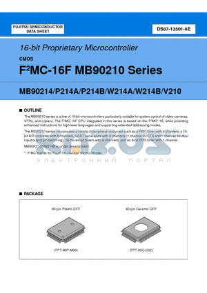 MB90W214BZF datasheet - 16-bit Proprietary Microcontroller