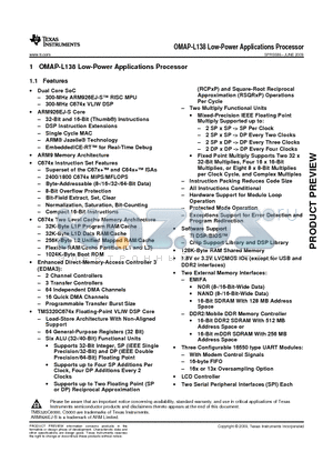 XOMAPL138ZWT datasheet - OMAP-L138 Low-Power Applications Processor