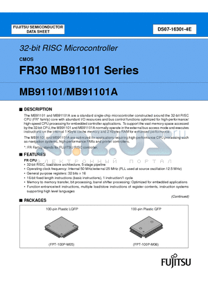 MB91101APF datasheet - 32-bit RISC Microcontroller CMOS