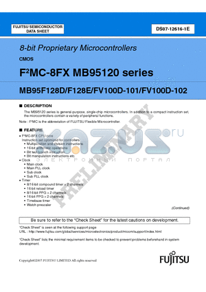 MB95FV100D-102PBT datasheet - 8-bit Proprietary Microcontrollers