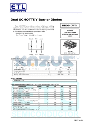 MBD330DWT1 datasheet - Dual SCHOTTKY Barrier Diodes