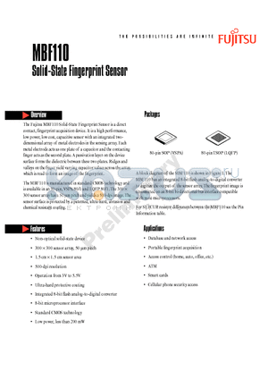 MBF110PFW1LPES datasheet - Solid-State Fingerprint Sensor