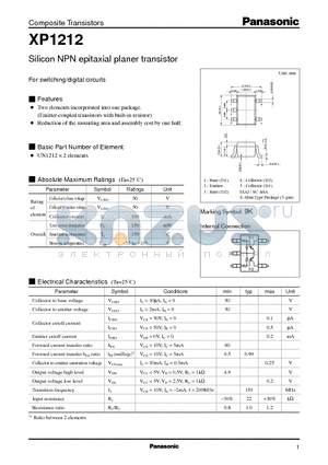 XP01212 datasheet - Silicon NPN epitaxial planer transistor