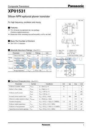 XP01531 datasheet - Silicon NPN epitaxial planer transistor