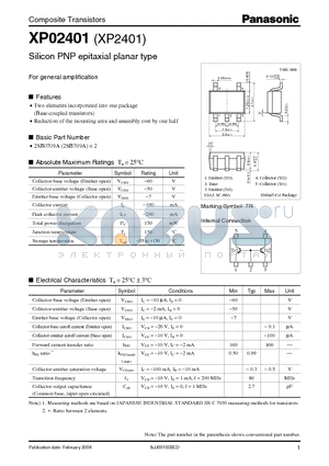 XP02401 datasheet - Silicon PNP epitaxial planar type