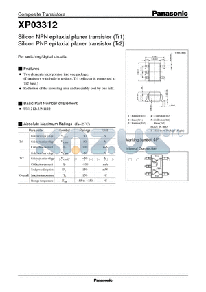 XP03312 datasheet - Silicon NPN(PNP) epitaxial planer transistor