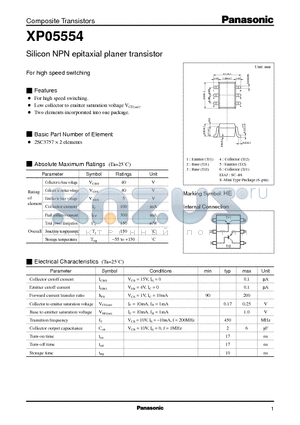 XP05554 datasheet - Silicon NPN epitaxial planer transistor