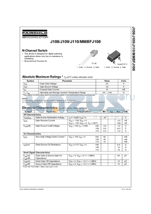 J108 datasheet - N-Channel Switch