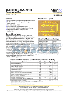 XP1003-BD datasheet - 27.0-35.0 GHz GaAs MMIC