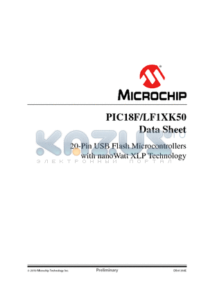 PIC18LF14K50 datasheet - 20-Pin USB Flash Microcontrollers