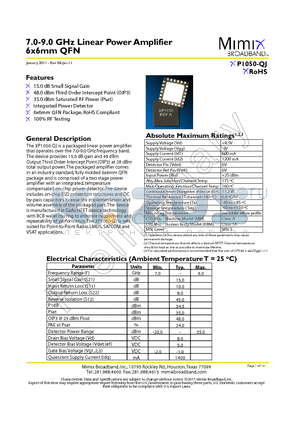 XP1050-QJ datasheet - 177.0-9.0 GHz Linear Power Amplifier