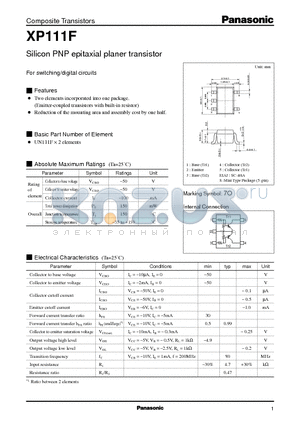 XP111F datasheet - Silicon PNP epitaxial planer transistor