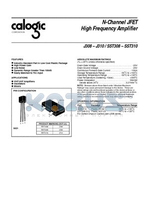 J310 datasheet - N-Channel JFET High Frequency Amplifier