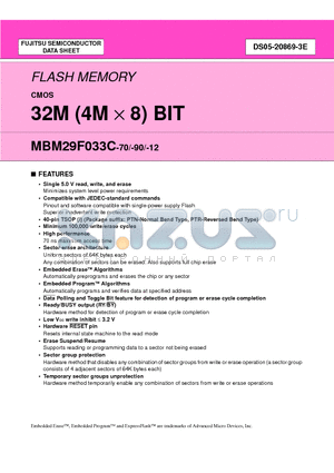 MBM29F033C-90PTR datasheet - 32M (4M X 8) BIT
