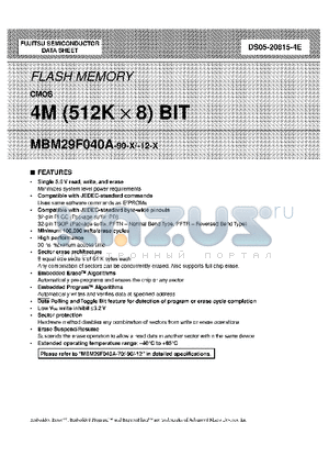 MBM29F040A-12-X datasheet - FLASH MEMORY CMOS 4M 512K X 8 BIT
