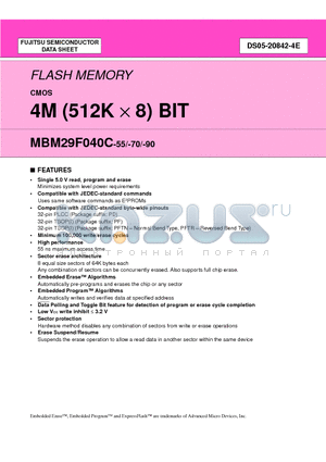 MBM29F040C-70PFTN datasheet - 4M (512K X 8) BIT