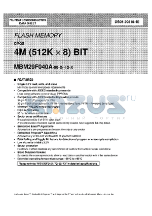 MBM29F040A-90-X datasheet - FLASH MEMORY CMOS 4M 512K X 8 BIT