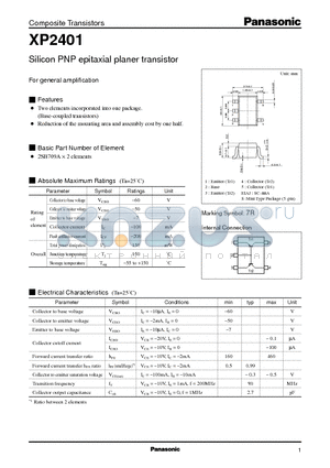 XP2401 datasheet - Silicon PNP epitaxial planer transistor